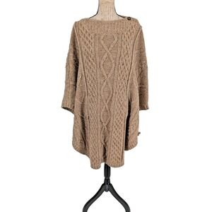 Shetland Wool  Coat Pullover Poncho VERY HEAVY Cable RN53706 FOX RUN